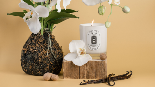 No.38 Madagascan Vanilla luxury vanilla scented candle in elegant glass vessel
