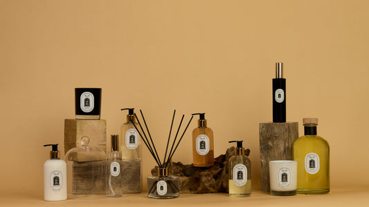 A collection of No.38’s luxury candles, diffusers, room sprays and hand/body washes and lotions in their elegant vessels